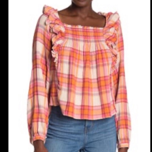 Free People Siena Plaid Pullover LongSleeve Top - Picture 4 of 14